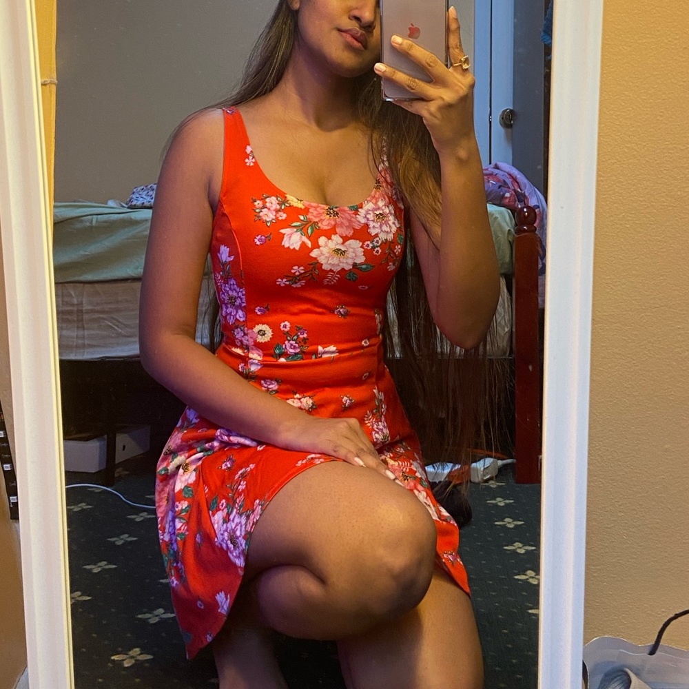 H&M red floral dress